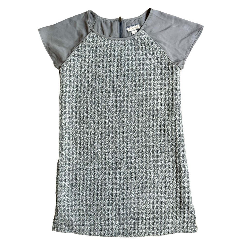 Ethereal Wool Shift Mini Dress Womens S Gray Academia Preppy Ivy League Zip